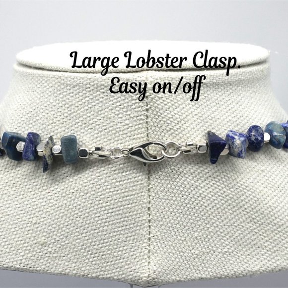 Necklace with Lapis Lazuli chips, Lapis and beads. Lobster clasp. - Picture 9 of 9